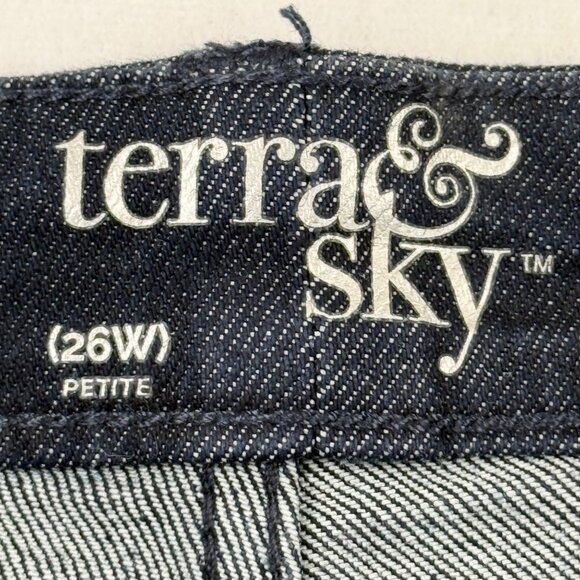 NWT Terra & Sky Women Core Straight High Rise Stretch Navy Denim Jeans Plus 26WP - Picture 6 of 11